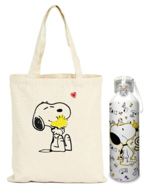 Tote Bag Bolsa Snoopy C + Botella En Aluminio - Estampaking