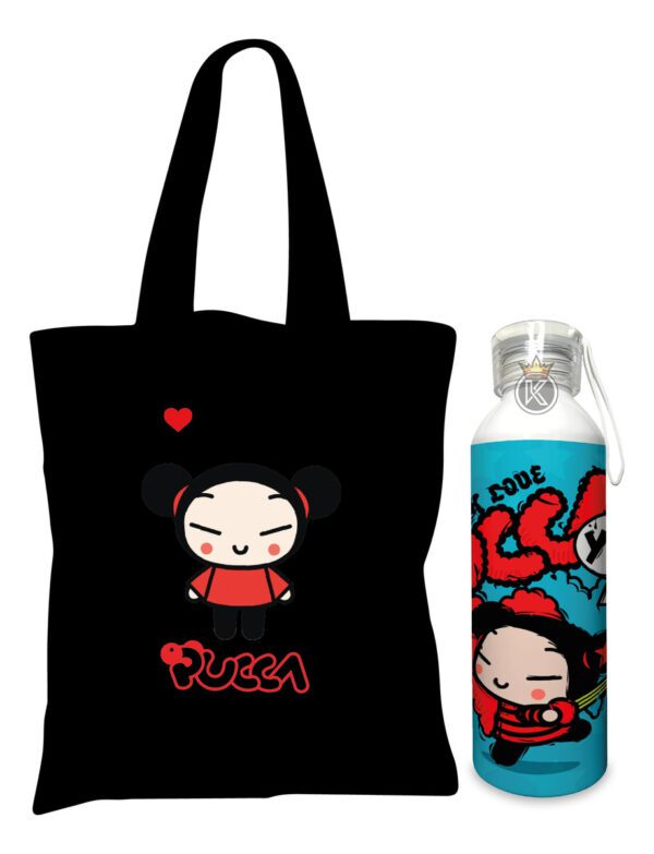 Tote Bag Pucca N + Botella En Aluminio 750ml - Estampaking