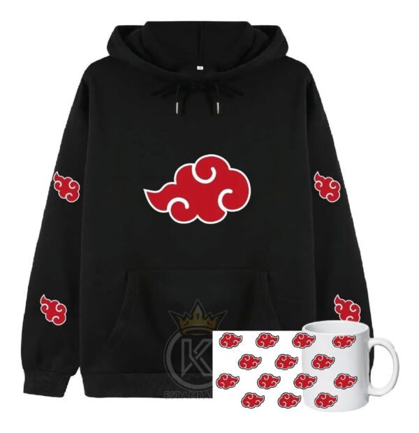 Poleron Naruto + Tazon Nube Roja - Akatsuki - Lluvia De Sangre - Anime - Serie - Manga - Estampaking - Imagen 4