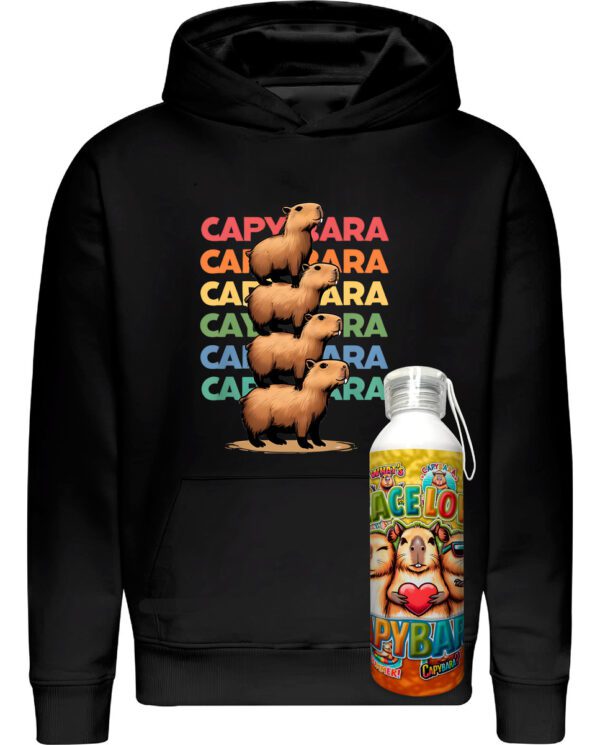 Poleron Capibara + Botella En Aluminio 750ml - = Edición 2 Carpincho Honestidad Sinceridad - Estampaking - Imagen 5
