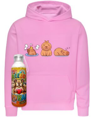 Poleron Capibara + Botella En Aluminio 750ml - . . . Carpincho Honestidad Sinceridad - Estampaking