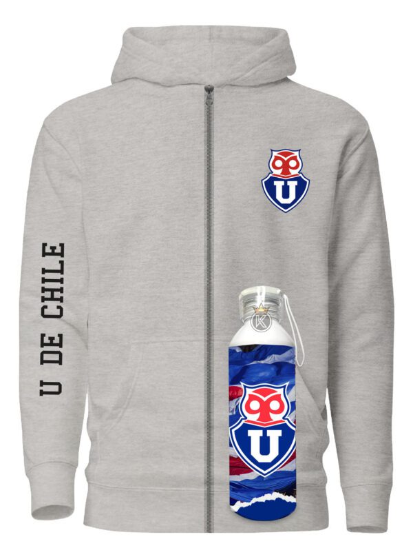 Poleron Con Cierre U De Chile + Botella En Aluminio 750ml - Futbol Chileno - Estampaking - Imagen 10