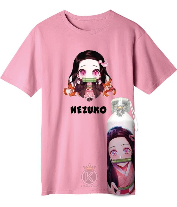 Polera Nezuko Kamado + Botella Aluminio 750ml - Estampaking
