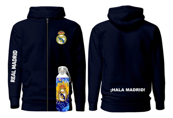 Poleron Con Cierre Real Madrid + Botella Aluminio 750ml - Hala Madrid - Futbol Profesional - Estampaking - Imagen 2