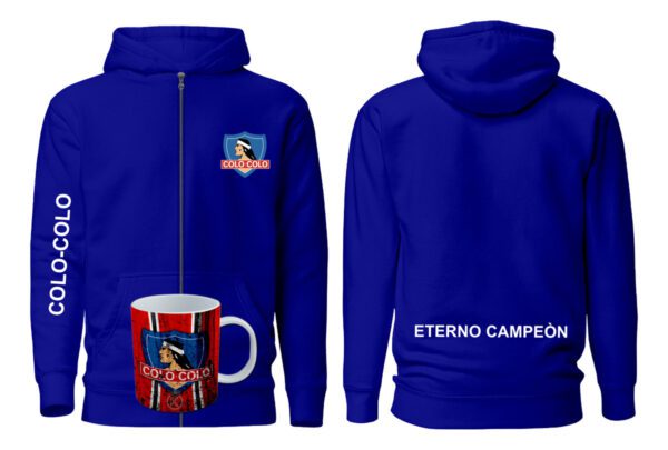 Poleron Con Cierre Colo Colo + Tazon - Eterno Campeon - Futbol Chileno - Estampaking - Imagen 8