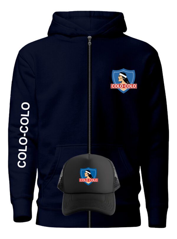 Poleron Con Cierre Colo Colo + Gorro Jockey - Eterno Campeon - Futbol Chileno - Estampaking