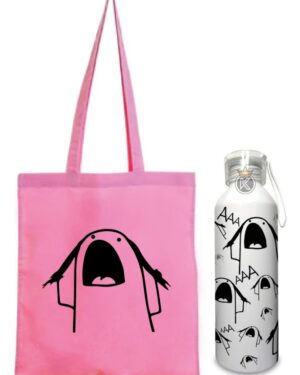 Tote Bag Bolsa Meme Flork + Botella En Aluminio -estampaking