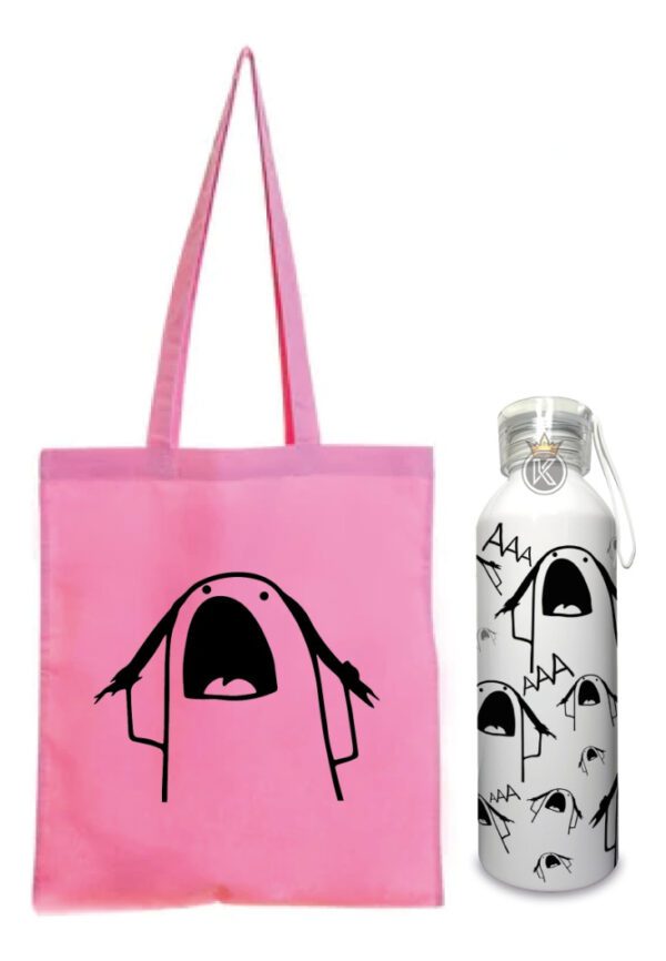 Tote Bag Bolsa Meme Flork + Botella En Aluminio -estampaking