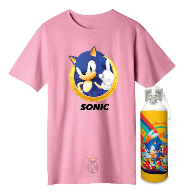 Polera Sonic + Botella En Aluminio 750ml - Ser - Estampaking - Imagen 4