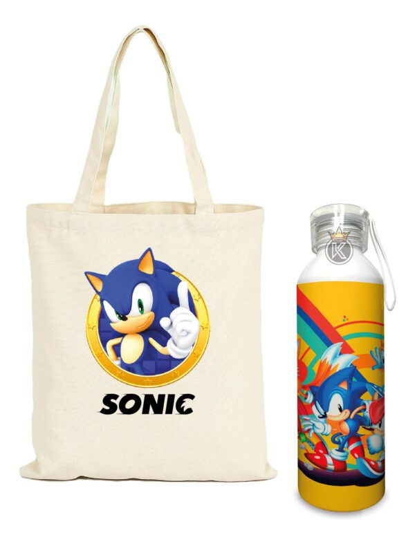 Tote Bag Sonic C + Botella En Aluminio 750ml - Estampaking