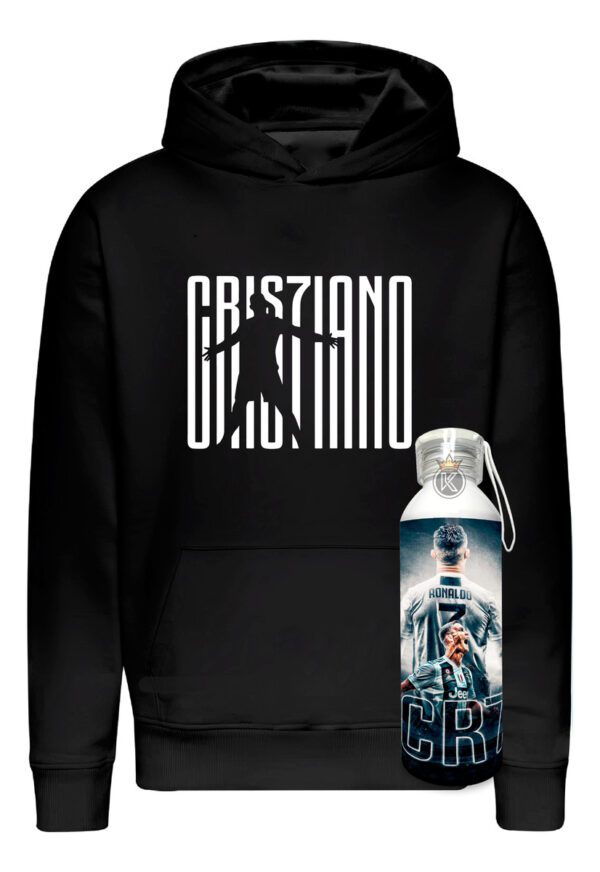 Poleron Cristiano Ronaldo + Botella En Aluminio 750ml - Cr7 - Futbol - Portugues - Jugador - Estampaking - Imagen 7