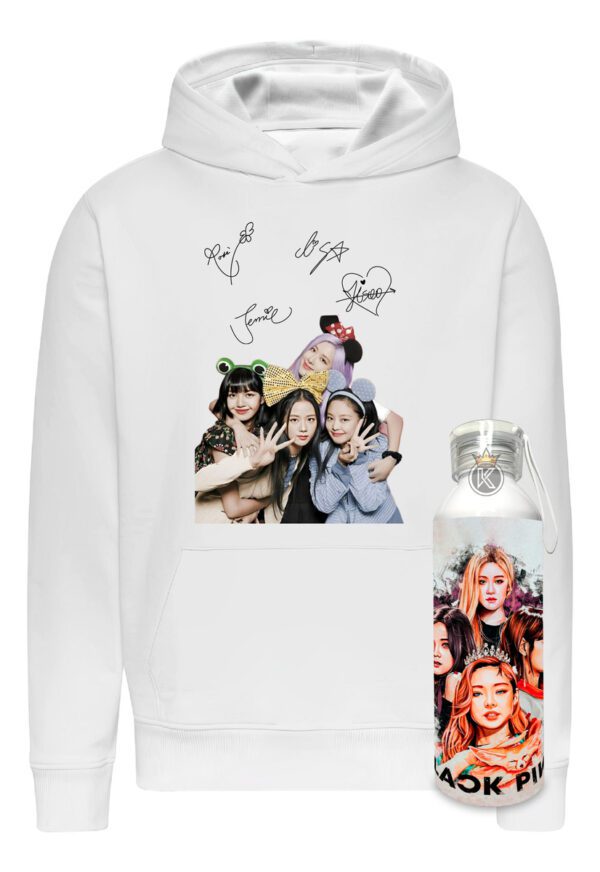 Poleron Blackpink + Botella En Aluminio 750ml - Grupo Surcoreano - Musica - Isoo, Jennie, Rosé Y Lisa - Estampaking