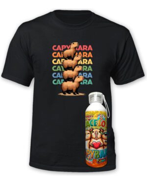 Polera Capibara + Botella Aluminio - Carpincho =-estampaking