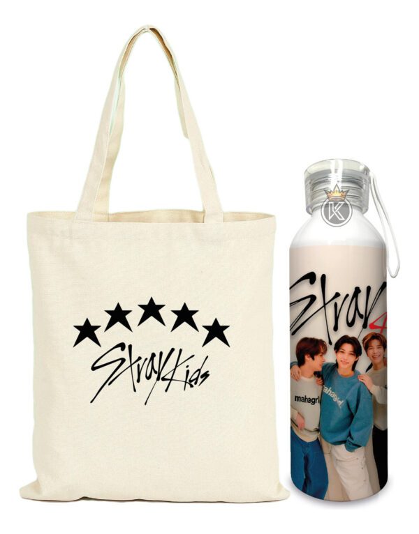 Tote Bag Stray Kids + Botella En Aluminio 750ml -estampaking