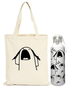 Tote Bag Bolsa Flork Meme + Botella En Aluminio -estampaking