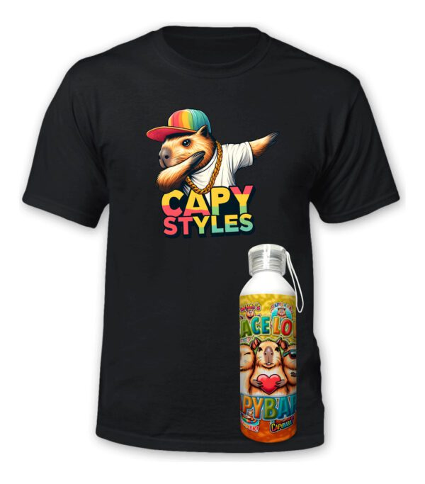 Polera Capibara + Botella Aluminio - Capy Style -estampaking
