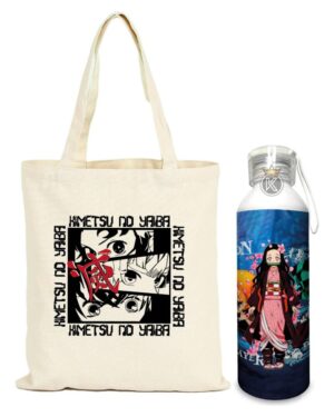 Tote Bag Demon Slayer C + Botella En Aluminio - Estampaking