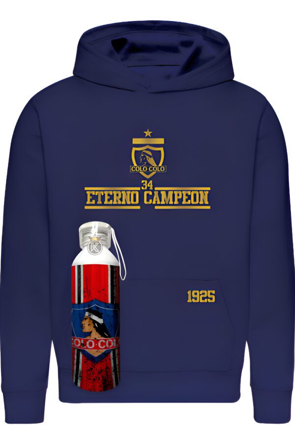 Poleron Colo Colo 34 + Botella En Aluminio 750ml - Eterno Campeon - Futbol - Institución Deportiva - Estampaking - Imagen 4