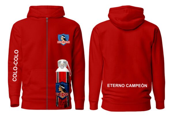 Poleron Con Cierre Colo Colo + Botella Aluminio 750ml - Eterno Campeon - Futbol Chileno - Estampaking - Imagen 17