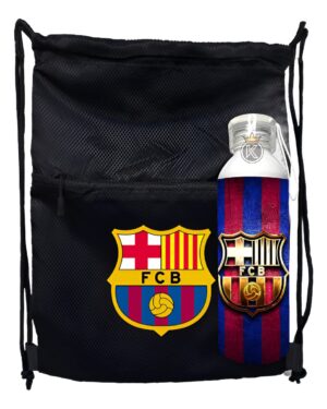 Morral Con Cierre Fc Barcelona + Botella 750ml - Estampaking