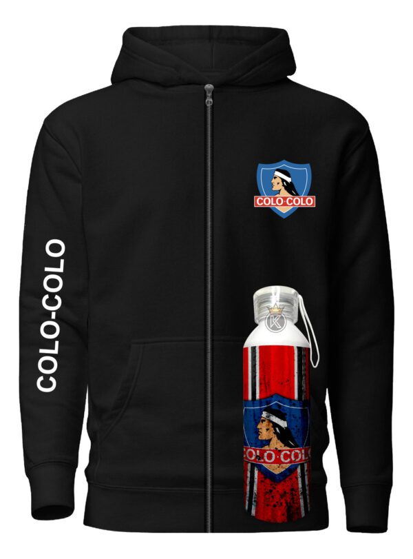 Poleron Con Cierre Colo Colo + Botella Aluminio 750ml - Eterno Campeon - Futbol Chileno - Estampaking - Imagen 6