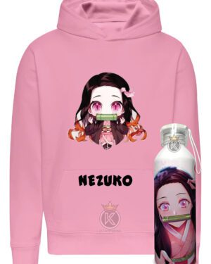 Poleron Nezuko - Kamado + Botella En Aluminio 750ml - Serie - Anime - Estampaking