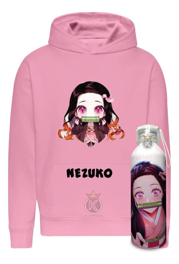 Poleron Nezuko - Kamado + Botella En Aluminio 750ml - Serie - Anime - Estampaking