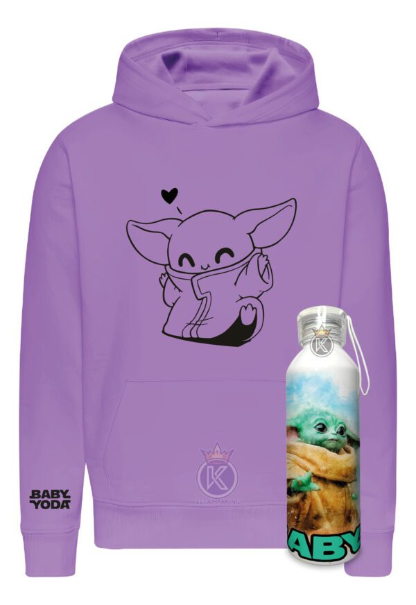 Poleron Baby Yoda + Botella En Aluminio 750ml - Estampaking - Imagen 20