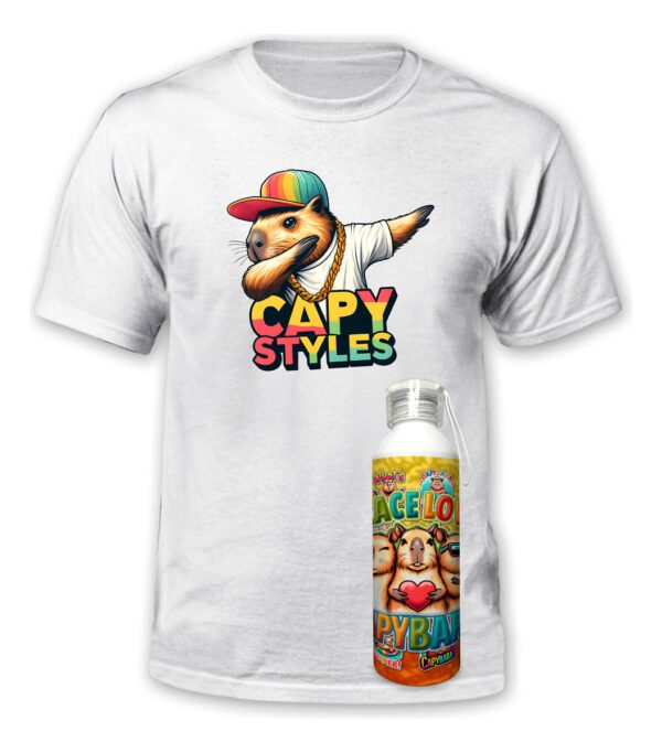 Polera Capibara + Botella Aluminio - Capy Style -estampaking - Imagen 7