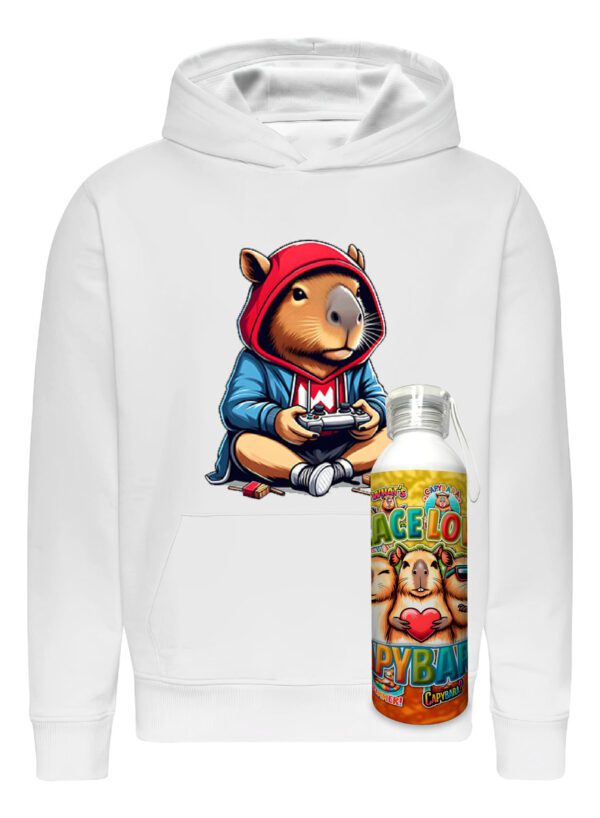 Poleron Capibara + Botella En Aluminio 750ml - Gamer Carpincho Honestidad Sinceridad - Estampaking - Imagen 7