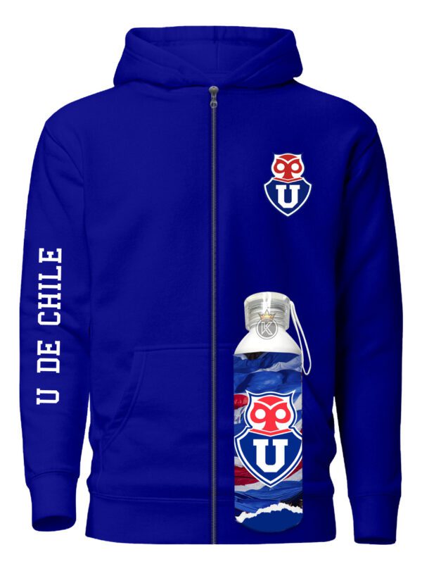 Poleron Con Cierre U De Chile + Botella En Aluminio 750ml - Futbol Chileno - Estampaking - Imagen 7