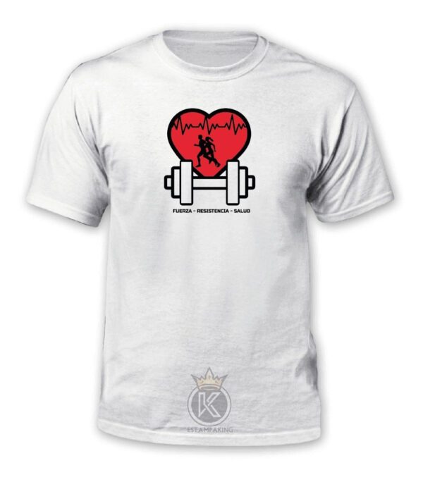 Polera Gym - Vida Salud Pesas Corazón - Estampaking - Imagen 3