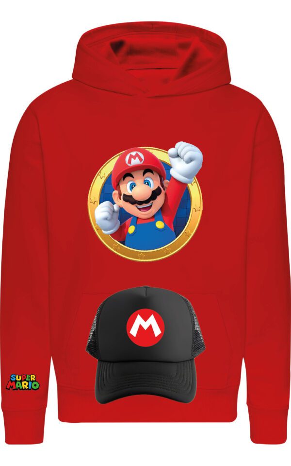 Poleron + Jockey Gorro Mario Bros - Nintendo - Videojuegos - Niños - Mario Bros - Estampaking