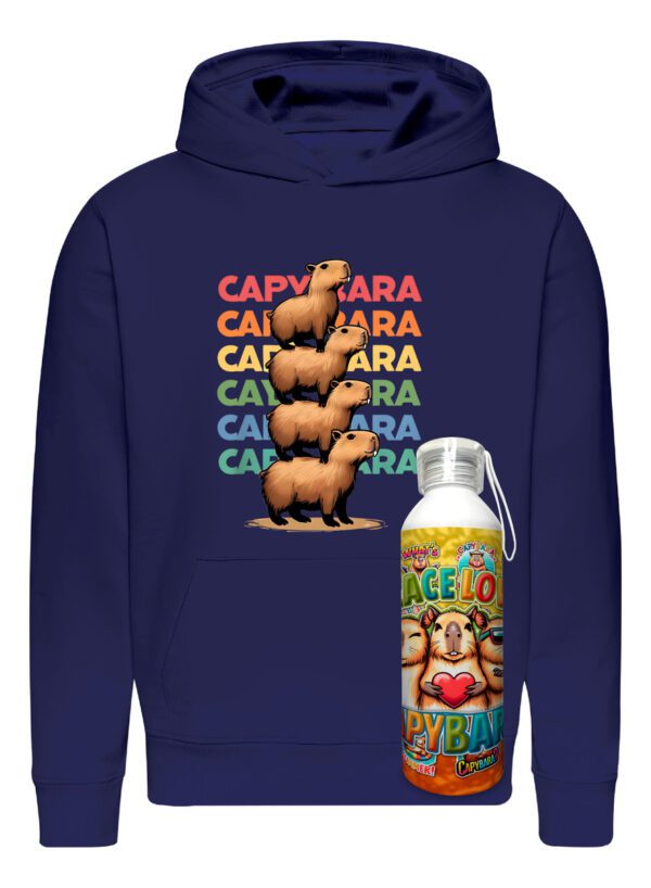 Poleron Capibara + Botella En Aluminio 750ml - = Edición 2 Carpincho Honestidad Sinceridad - Estampaking