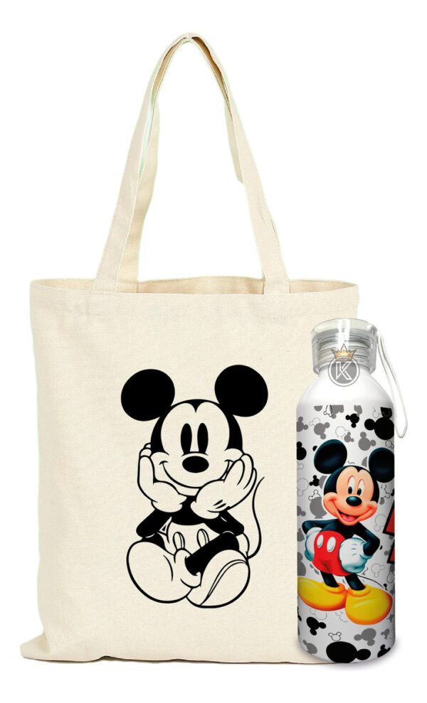 Tote Bag Mickey Mouse + Botella En Aluminio - Estampaking