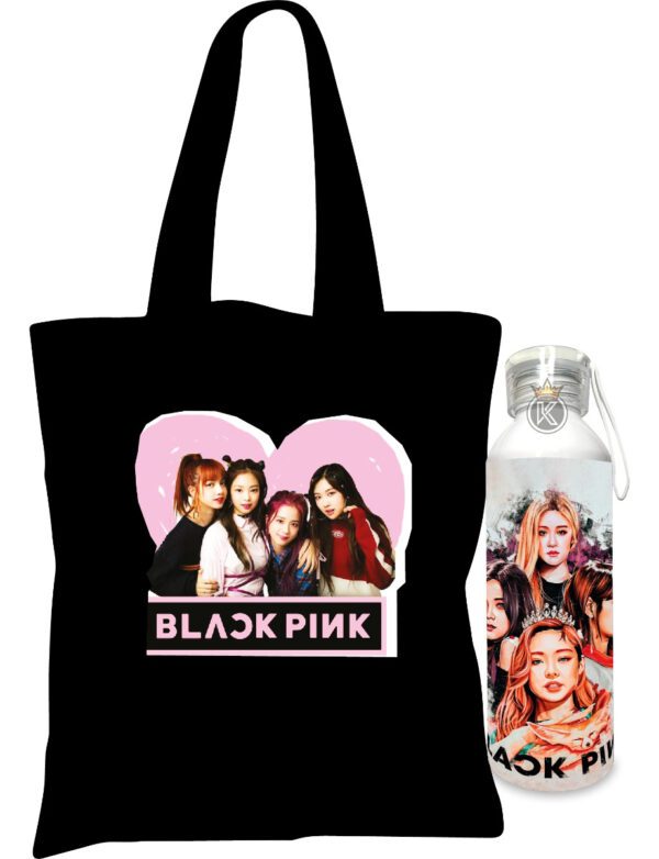 Tote Bag Black Pink N + Botella En Aluminio - Estampaking