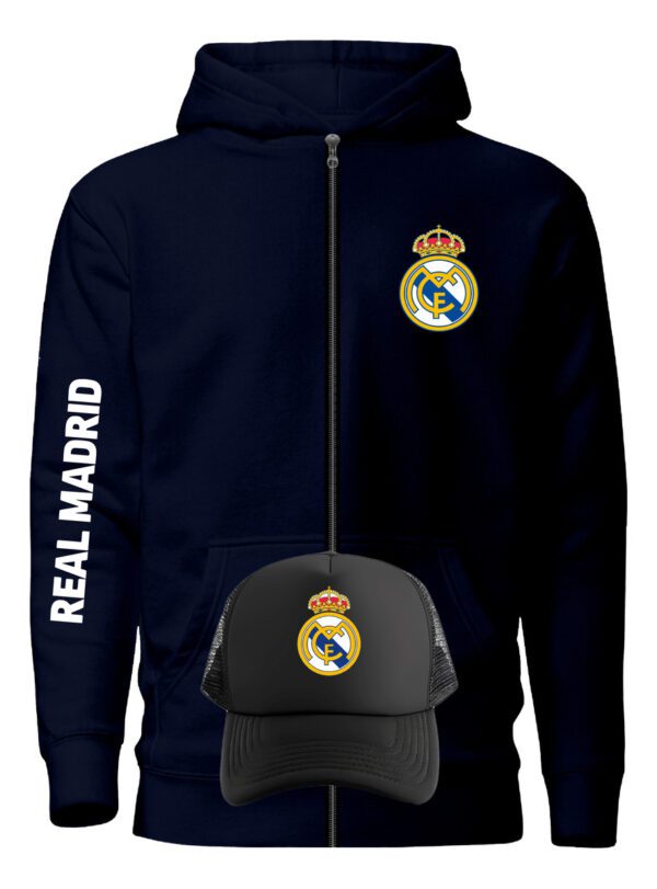 Poleron Con Cierre Real Madrid + Gorro Jockey - Hala Madrid - Futbol Profesional - Estampaking