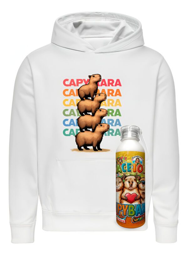Poleron Capibara + Botella En Aluminio 750ml - = Edición 2 Carpincho Honestidad Sinceridad - Estampaking - Imagen 8
