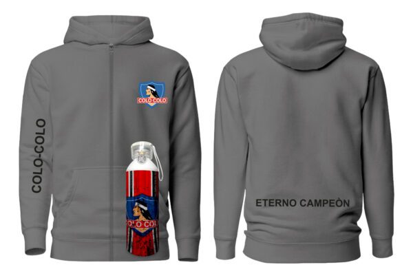 Poleron Con Cierre Colo Colo + Botella Aluminio 750ml - Eterno Campeon - Futbol Chileno - Estampaking - Imagen 13