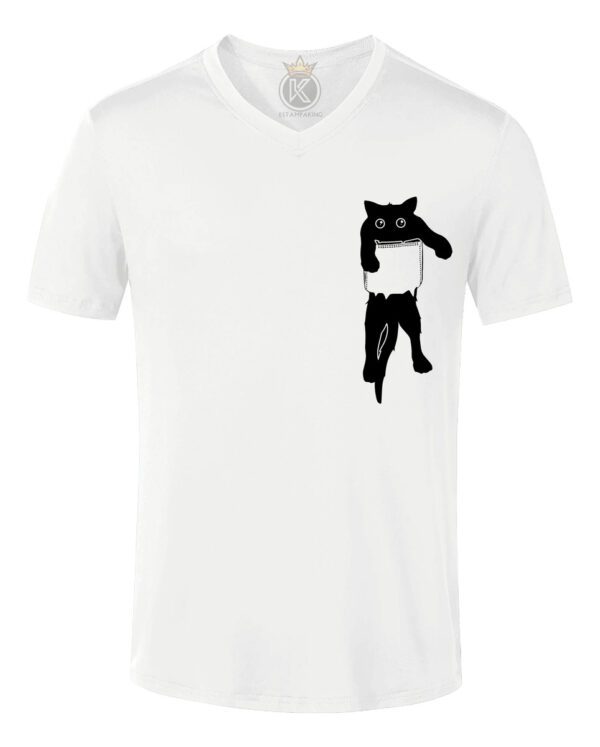 Polera Gato - Bolsillo - V - Estampaking