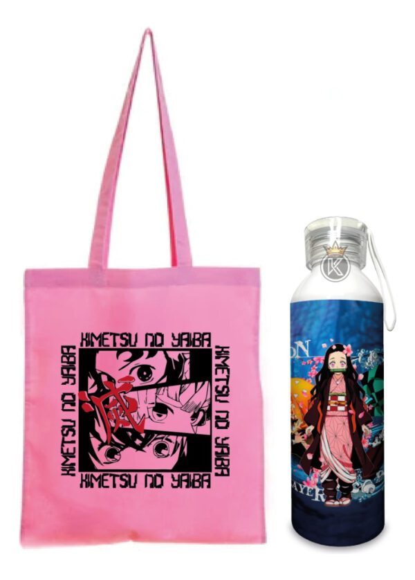 Tote Bag Demon Slayer R + Botella En Aluminio - Estampaking