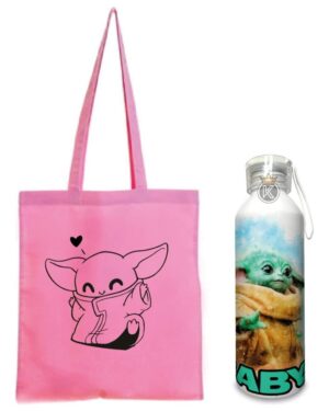 Tote Bag Baby Yoda R + Botella En Aluminio - Estampaking