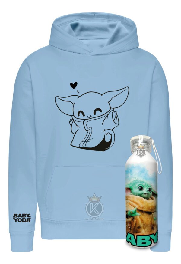 Poleron Baby Yoda + Botella En Aluminio 750ml - Estampaking - Imagen 23