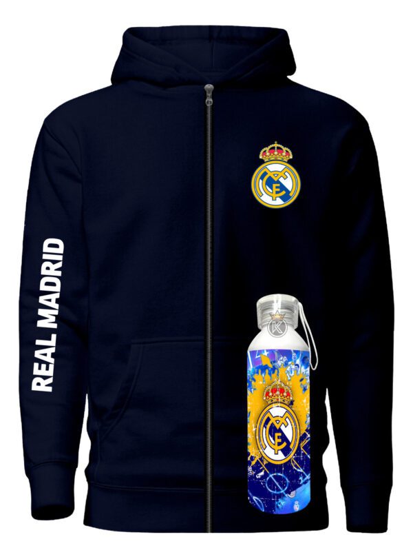 Poleron Con Cierre Real Madrid + Botella Aluminio 750ml - Hala Madrid - Futbol Profesional - Estampaking