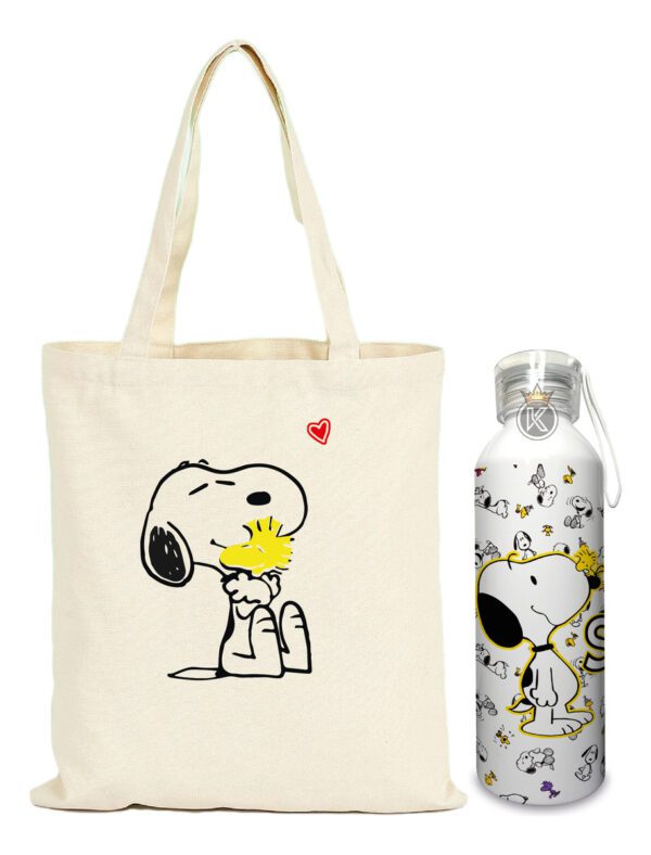 Tote Bag Bolsa Snoopy N + Botella En Aluminio - Estampaking - Imagen 3