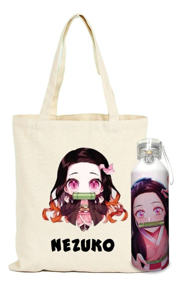 Tote Bag Nezuko + Botella En Aluminio 750ml - Estampaking