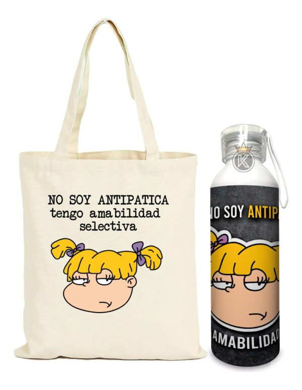 Tote Bag Bolsa Angelica + Botella En Aluminio - Estampaking