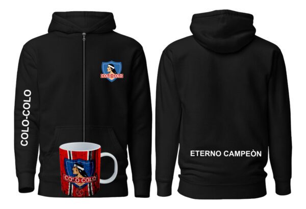 Poleron Con Cierre Colo Colo + Tazon - Eterno Campeon - Futbol Chileno - Estampaking - Imagen 4
