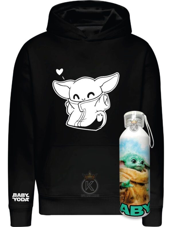 Poleron Baby Yoda + Botella En Aluminio 750ml - Estampaking - Imagen 8