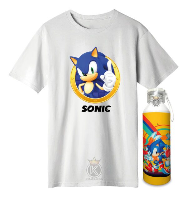 Polera Sonic + Botella En Aluminio 750ml - Ser - Estampaking - Imagen 7